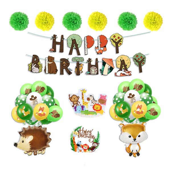誕生日 動物 ハリネズミ キツネ バルーン 飾り付け セット 男の子 女の子 風船 ガーランド ペーパー  バースデー 1歳   バースデーパーティー お祝い