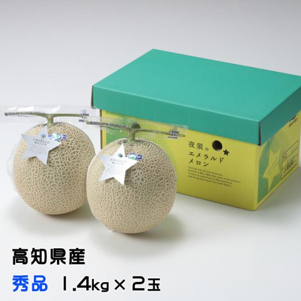 メロン エメラルドメロン 秀品 1.4kg×2玉 高知県産 夜須 めろん