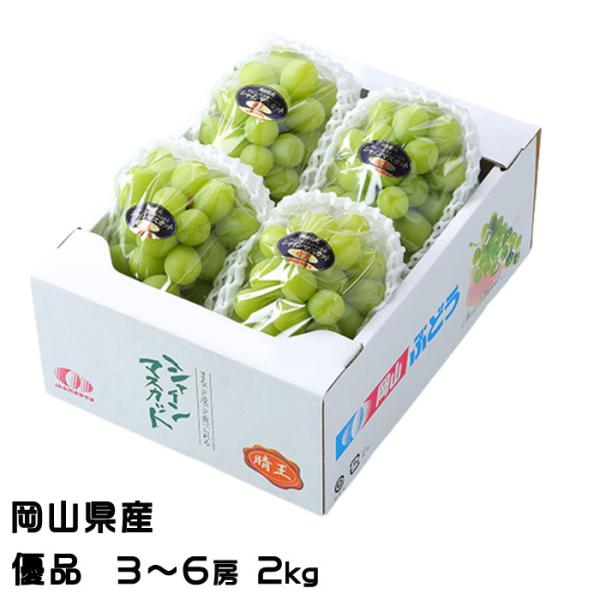 ぶどう シャインマスカット 晴王 優品 3〜6房 2kg 岡山県産 葡萄