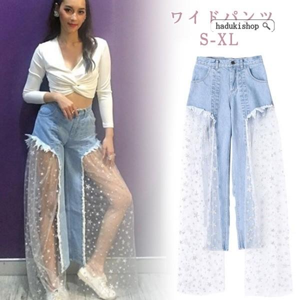 ワイドパンツ ガウチョパンツ レディース レース 切り替え ロング丈 マキシ ズボン きれいめ おしゃれ 派手 個性 Www Unipymes Com