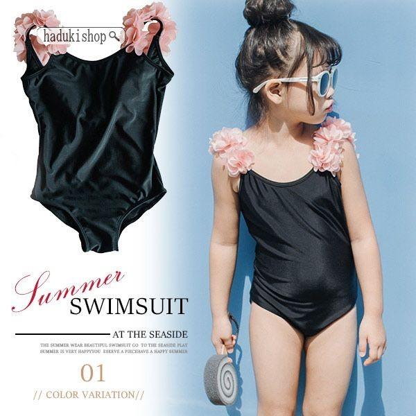 送料無料 水着 帽子付き2点セット 女の子 ロンパース 花モチーフ 子供 海 プール マリンスポーツ ビーチ Texascashandpawn Com