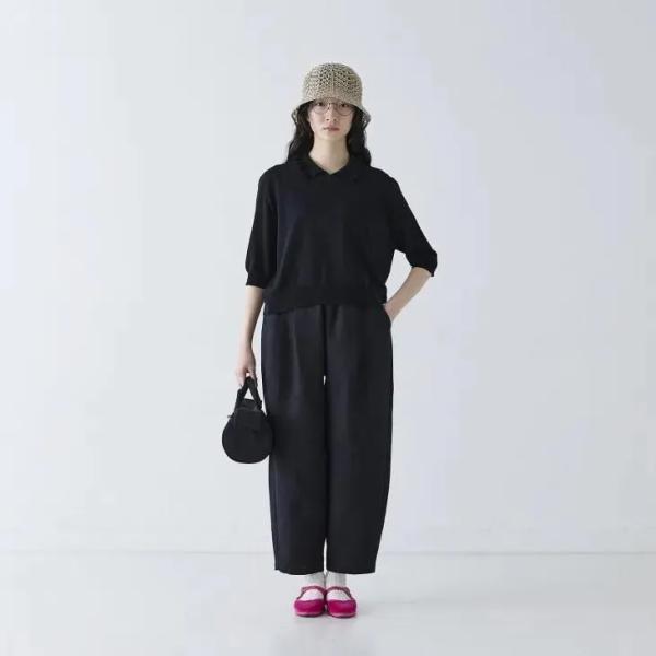 Cion(シオン) | リネンテーパードパンツ (black) | 麻 リネン レディース 26ss
