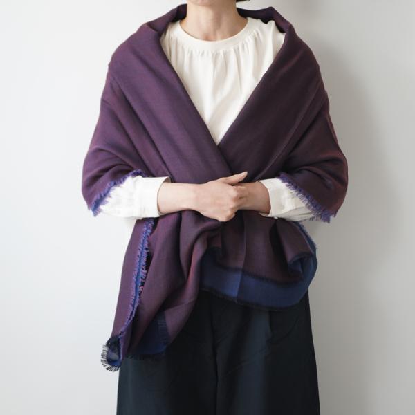 新品未開封　hatsutoki w-faceストール (ブルー) L 播州織 心地よい天然素材の播州織ストール/大判( L・M)/w-face ストール