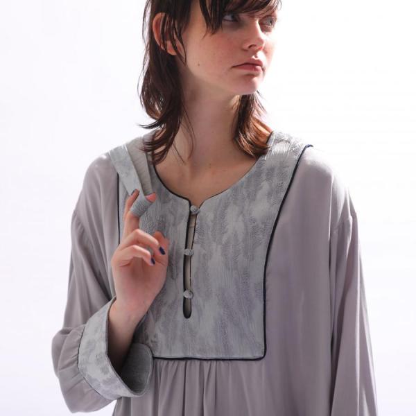 KELEN (ケレン) | JACQUARD COMBI DRESS "MILO JACQUARD" (light gray) size M | ワンピース シンプル お洒落