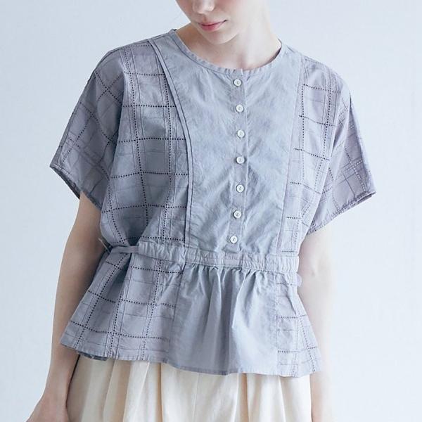 【SALE セール】MAGALI | ガーメントダイ・コットンレース・ブラウス (gray) | ブラウス トップス マガリ