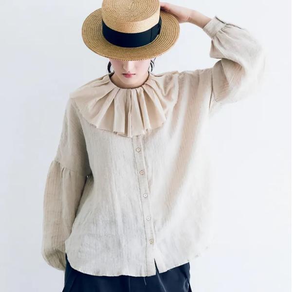 MAGALI | ストライプリネン・アンティークカラー・ブラウス