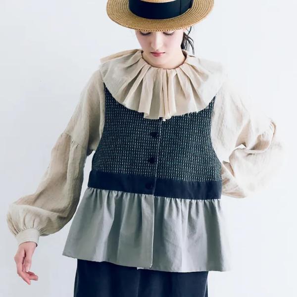 MAGALI（マガリ） | ピンドットツイード・ヴィンテージ・ジレ (グレイ