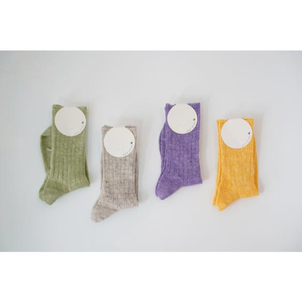 meri ja kuu (メリ ヤ クー) | 糸の音 ショートソックス (mos green / beige / purple / yellow) | ソックス 靴下 シンプル