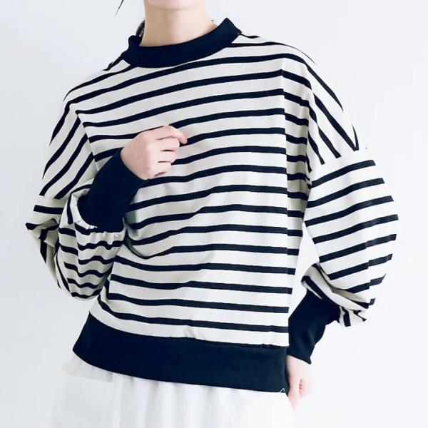 MAGALI | ハイゲージコットン・バスクボーダーカットソー (アイボリーx