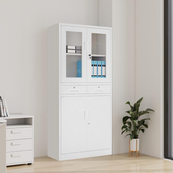 スチール書庫 両開き書庫 書類保管庫 鍵付きキャビネット 高さ180cm ボナースストアキャンペーン+5%】スチール書庫 書類保管庫