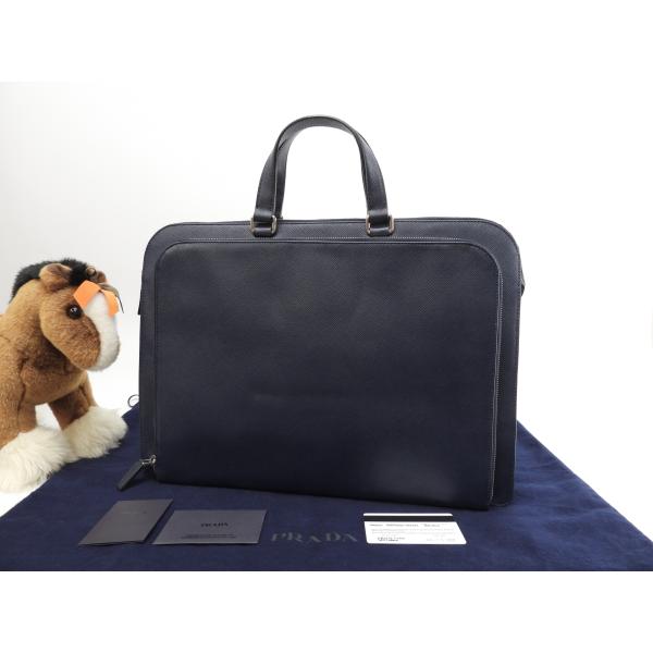 SAFFIANO（PRADA） プラダ ブリーフケース サフィアーノ 紺 書類カバン