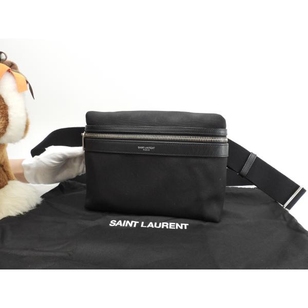 美品!! SAINT LAURENT レザー ボディバッグ ウエストバッグ SAINT LAURENT サンローラン ボディバッグ シティ ナイロン/レザー黒