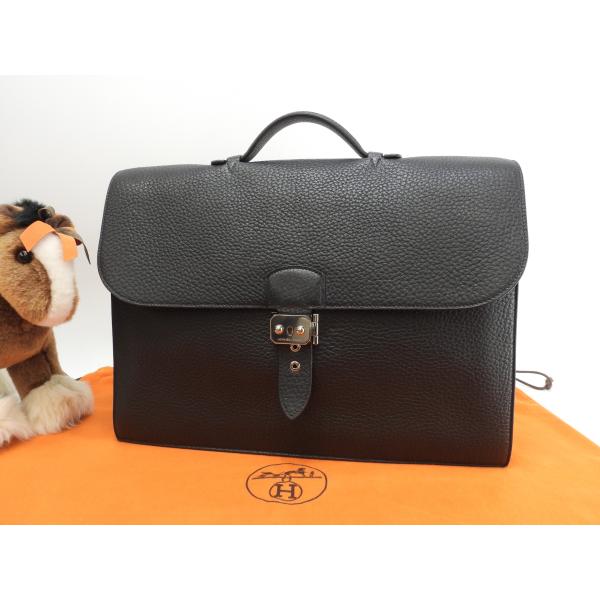 エルメス　バッグ HERMES エルメス サックアデペッシュ38 フィヨルドレザー黒