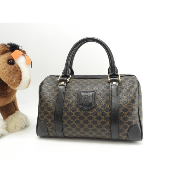 【美品】セリーヌ　ショルダーバッグ　トリオンフ　マカダム　レザー　ブラック ◇セリーヌ◇ マカダム / トリオンフ / レザー