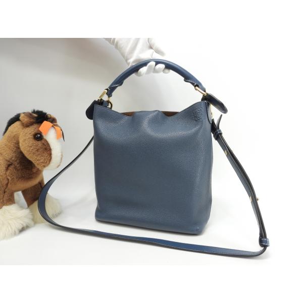 ロエベ ハンドバッグ LOEWE ロエベ 2wayハンドバッグ Tバケットスモール レザー青