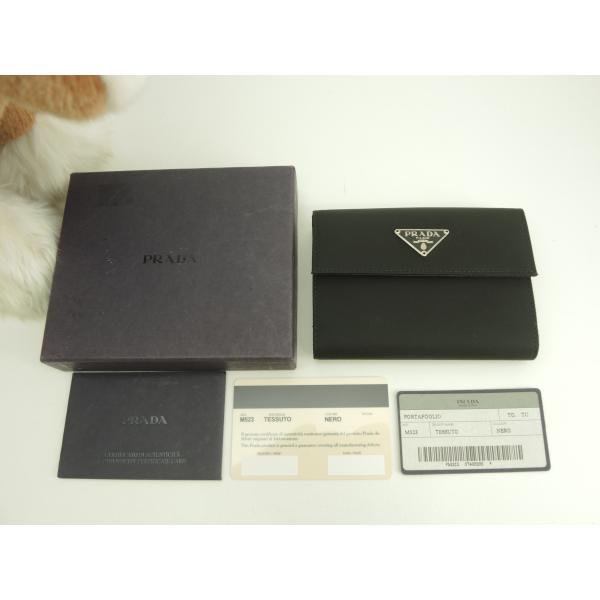 PRADA プラダ テスート ナイロン コンパクトウォレット ブラック PRADA（プラダ） コンパクトウォレット ナイロン/サフィアーノ 黒 W