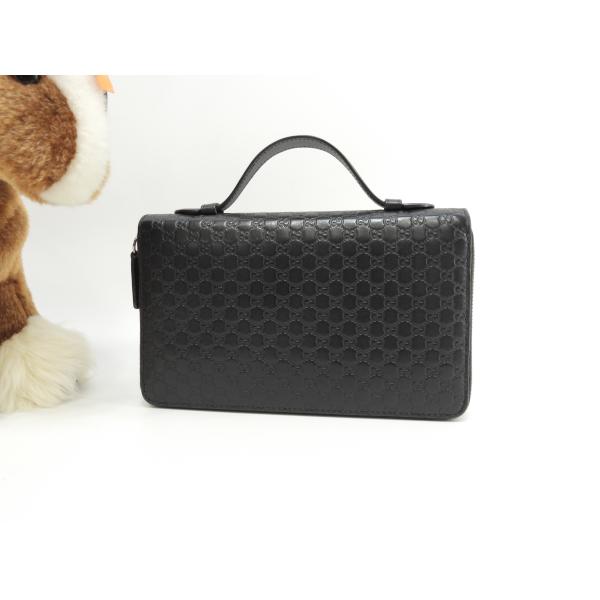 グッチシマ グッチ クラッチウォレット ダブルジップ シマレザー黒