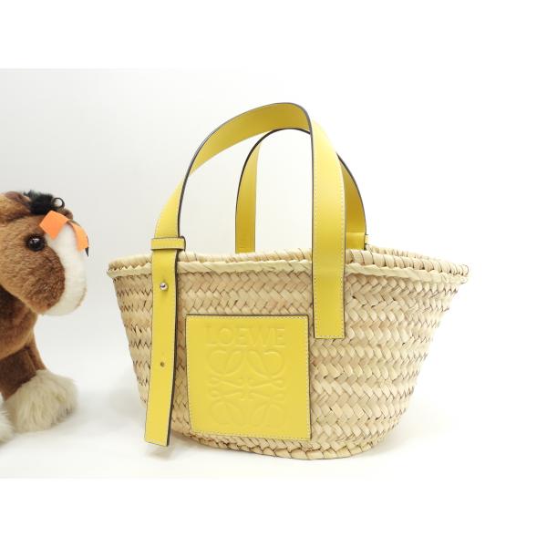 LOEWE バスケットバッグ　ナチュラル　イエロー　スモール Basket（LOEWE） ロエベ バスケットスモール カゴバッグ ナチュラル黄