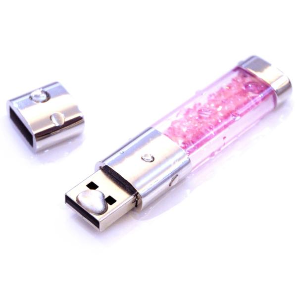 USBメモリ 可愛い クリスタルメモリ32GB ラインストーンUSB 防水フラッシュドライブ - ローズレッド/ホワイト/パープル/ライトブルー 4色