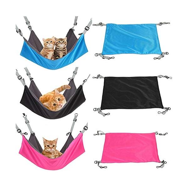 [Civil]猫 ハンモック 猫 ハウス ペット用品 リバーシブル ナスカン付 バ ックル付 冬夏両用 猫用(ピンク)【メール便・大】