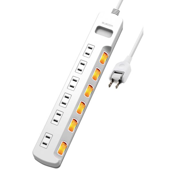 他サイト： エレコム 電源タップ 6個口 3m 雷ガード 個別スイッチ ほこりシャッター付 耐熱 PSE技術基準適合 ホワイト T-K6A-2630WHの商品画像