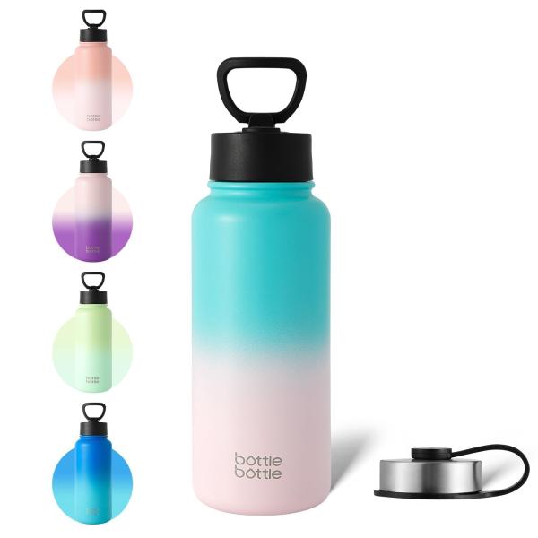 BOTTLE BOTTLE 1リットル 水筒 1L ステンレス ウォーターボトル 子供 直飲み ストロー付き 保温保冷 二重構造 真空断熱 持ち運び