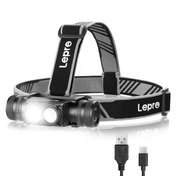 他サイト： Lepro 充電式 ヘッドライト 600-1,000ルーメン 超高輝度 ledヘッドライト キャンプ 釣り 登山 【白光＆赤光/実用点灯14.5時間/の商品画像