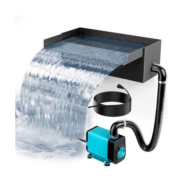 NFESOLAR 滝ボックスキット NFESOLAR 池用滝ボックス ポンプキット付き 304ステンレススチール 池