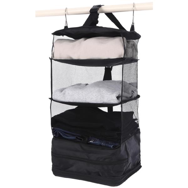 他サイト： 【じゃらん掲載】LIXIA トラベルポーチ 吊り下げ 旅行 便利グッズ 圧縮 クローゼット 吊り下げポーチ (ブラック, L)の商品画像