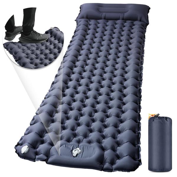 他サイト： エアーマット キャンプ マット【30s膨らむ・10CM厚さ】お花見に 足踏み式 無限連結可能 R値4.0 車中泊 防災 厚手 枕付き 超軽量 コンパクの商品画像