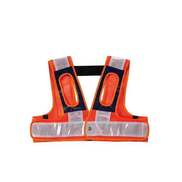 日本緑十字社:フルハーネス用安全ベスト 橙メッシュ地/白反射 FH用ベスト(橙/白) フリーサイズ 型式:238234