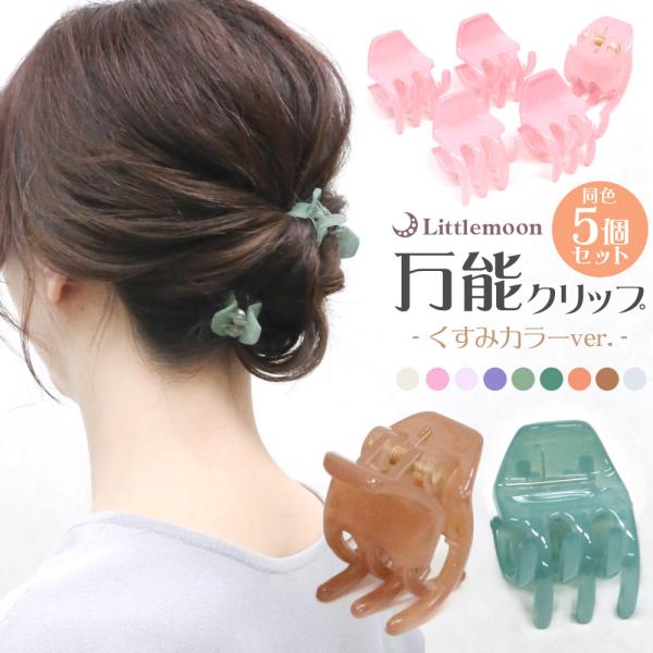 ヘアクリップ くすみ ミニサイズ 化粧 メイク 髪飾り ヘアアクセ プチバンス ユーズフルクリップ(5個組) くすみカラーver.  追跡可能メール便対応