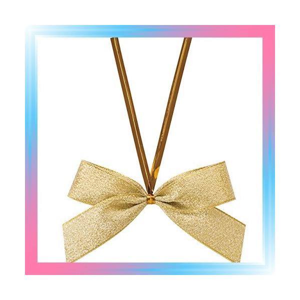 Small ゴールド リボン付ワイヤータイ 無地 ゴールド 金 S 50個 Pindo Com Py