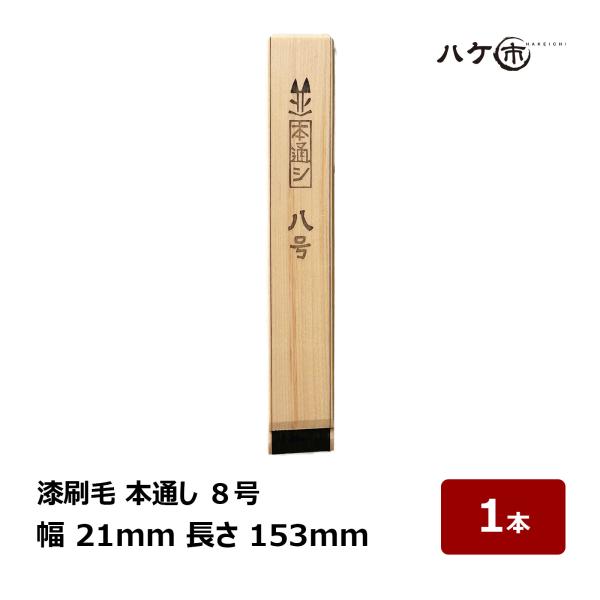 漆刷毛 うるし刷毛 本通し 8号 幅 21mm 厚み 3mm 長さ 153mm ｜ 8分 人