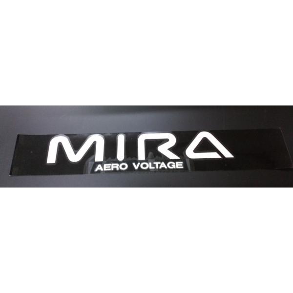 MIRA AERO VOLTAGE ステッカー ホワイト色 背景透明 横 約270mm 縦 約60mm
