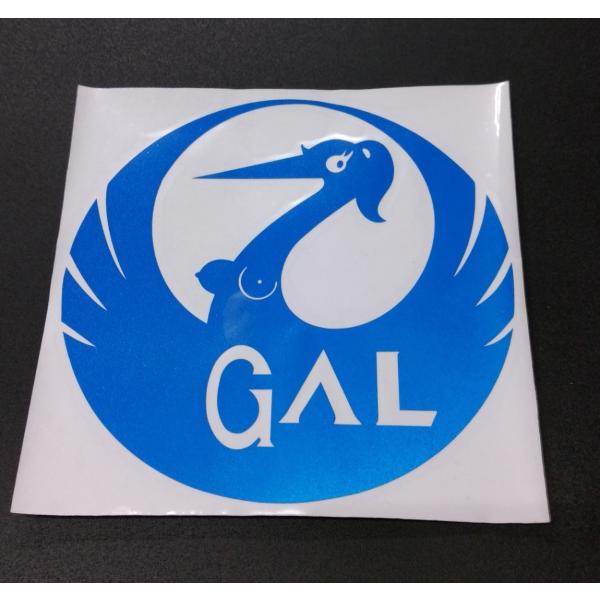 パロディステッカー GAL ブルー(ラメ入り)カラー/背景透明(車体色になります。)  約150mm(ф)