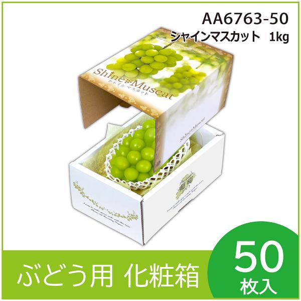 ブドウ・シャインマスカットギフト用化粧箱　シャインマスカット 1kg　果物箱　プレゼントボックス　贈答ケース　包装資材　パッケージ　50枚入　（AA6763）