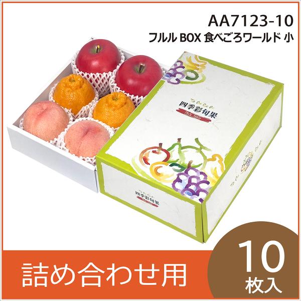 果物ギフト箱 フルルBOX食べごろワールド 小 化粧箱 プレゼントボックス 贈答用 葡萄 柑橘 桃  フルーツ詰め合わせ用 パッケージ 包装資材 10枚入 （AA7123）