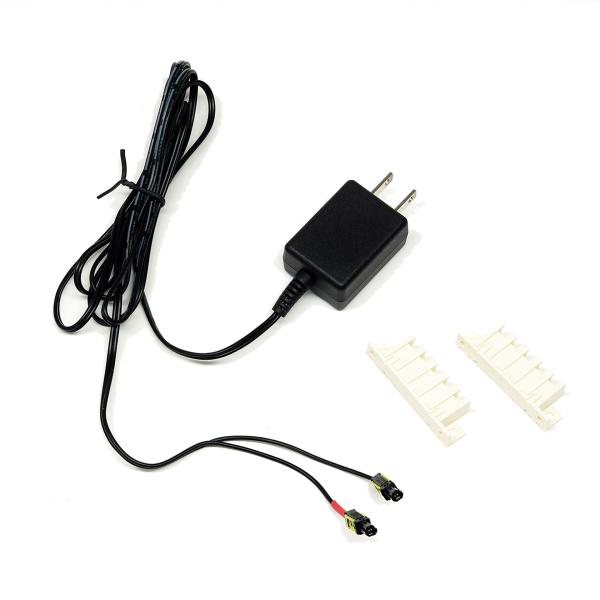○電源ユニット本体、配線約1.8m、分岐コネクターx2箱庭技研コレクションケースなど、LED電飾キット対応の商品に電力を供給する専用の電源ユニット。別売LED電飾キット単体へ接続する場合、本電源ユニットからの黒色配線同士、赤色同士をコネクタ...