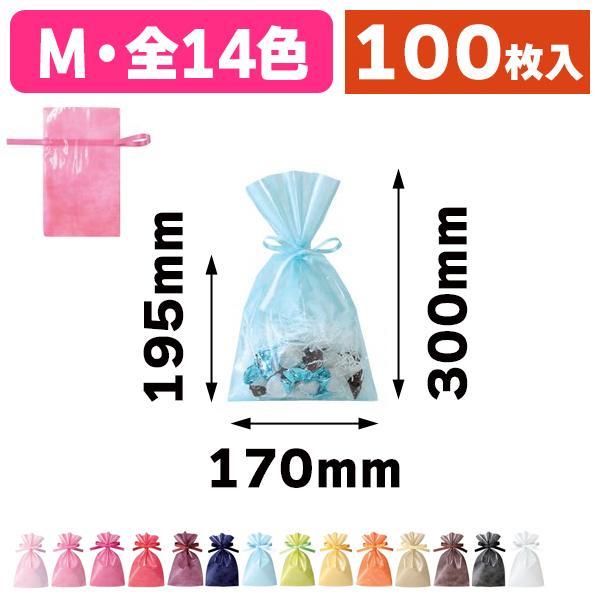 不織布巾着袋）ソフトバッグクリア2穴巾着 M/100枚入（ALS-164） : 箱