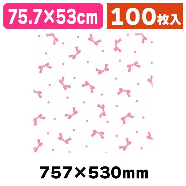 シモジマ 包装紙 半才 ニューリボン ピンク 100枚入/100枚入（K05