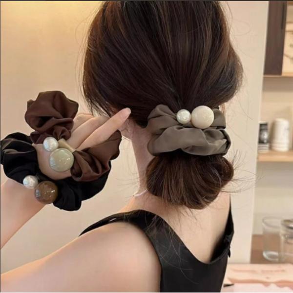 ヘアゴム 3点セット シュシュ シースルー ヘアアクセサリー 韓国風 大人かわいい まとめ髪 光沢 フォーマル 結婚式