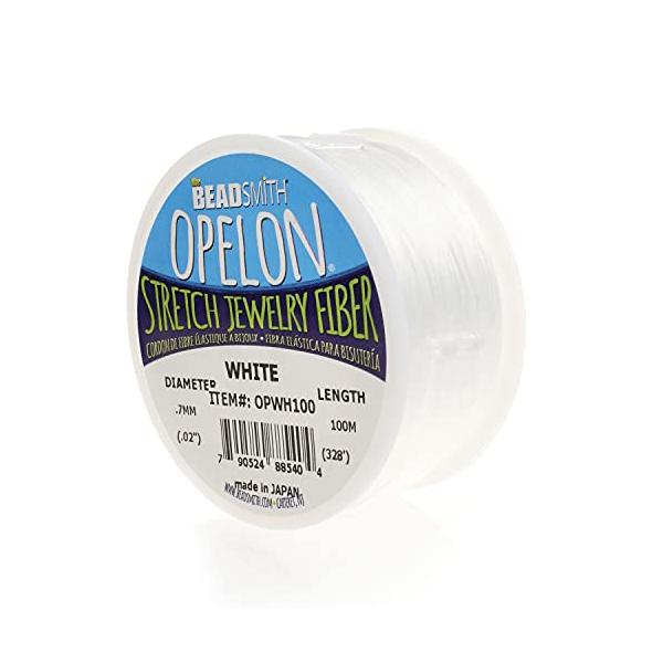Beadsmith 0.7mm オペロン 伸縮性ホワイトビーズコード ジュエリー用品 (100メートル)