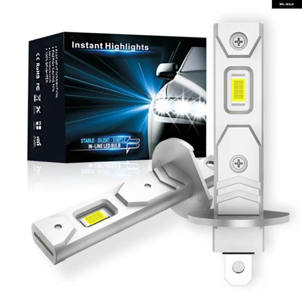 並行輸入品 2個 H1 H3 LED ヘッドライト バルブ ミニ 120W 20000LM CSP ファンレス ダイオード フォグランプ 12V 6000K HIGH NES