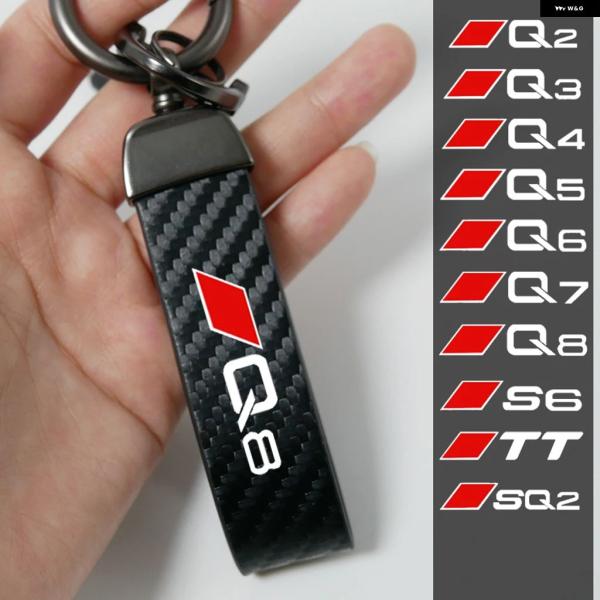 並行輸入品 キー ホルダー カーボン調キーリング バイク キー ホルダー アウディ Q2 Q3 Q4 Q5 Q6 Q7 Q8 S6 SQ2 TT 車