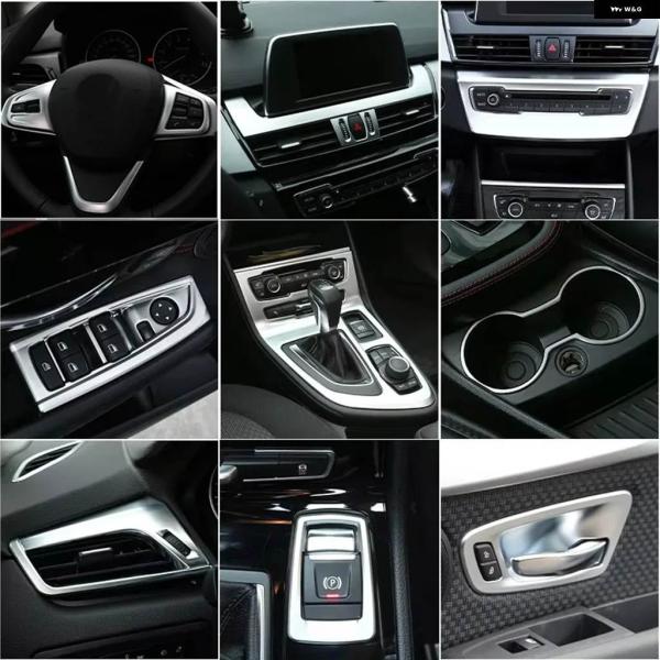 並行輸入品 BMW F46 LCI 2シリーズ グランツアラー 2016 - 20 車内 ABS シルバー ステッカー ギア シフト パネル カバー トリム