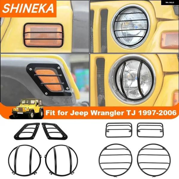 並行輸入品 フロントウィンカーランプ/ ヘッドライト /ホイールアイブロウライトガード 装飾 カバー ジープ ラングラー TJ 1997-2006