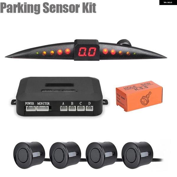 並行輸入品 パーキング センサー キット 車用パークトロニック LCD ディスプレイ ビープ音 バックレーダーモニター システム 4センサー 22MM 12V 7色
