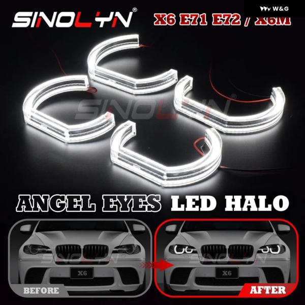 並行輸入品  LED エンジェルアイズ BMW X6 E71 E72 X6M 2008-2014 キセノン ヘッドライト