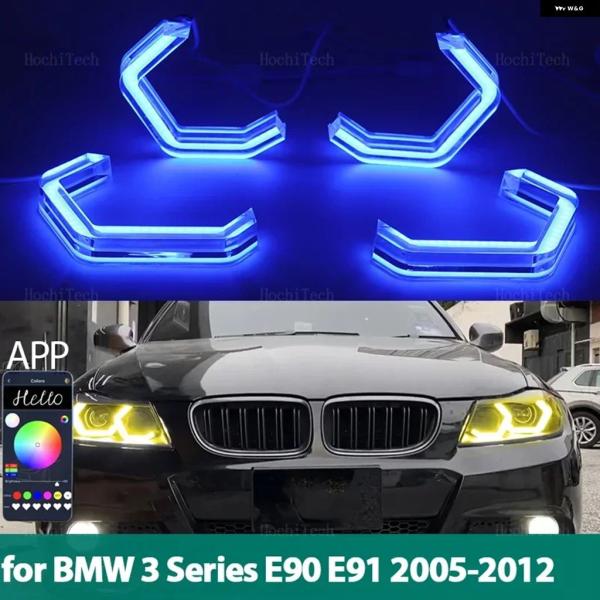 並行輸入品 M4 スタイル LEDエンジェルアイキット リングRGBカラーアプリ 制御 ヘッドライト ランプ BMW 3シリーズE90 E91 2005-201
